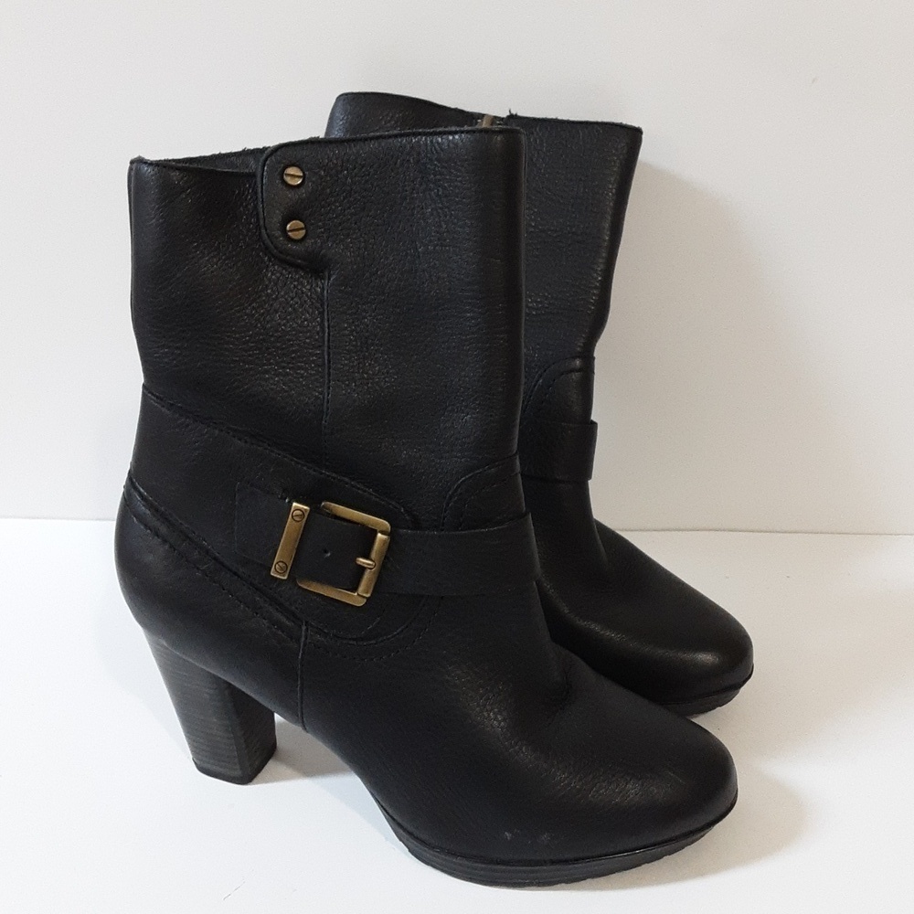Clarks indigo ankle booties women 9M healed black leather festival rodeo casual - Picture 14 of 14